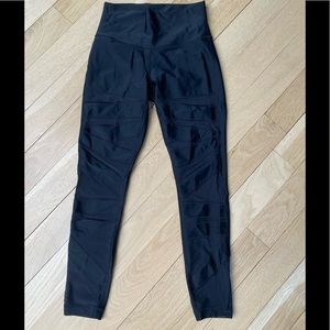 Lululemon 33 inch Black Leggings with Lace Cutouts